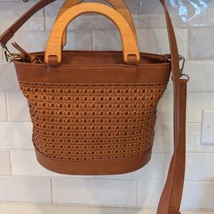 Joy Susan Woven Leather Handbag